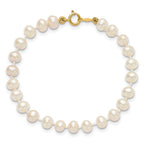 14k 4-5mm White Semi-Round Freshwater Cultured Pearl 4 inch Bracelet