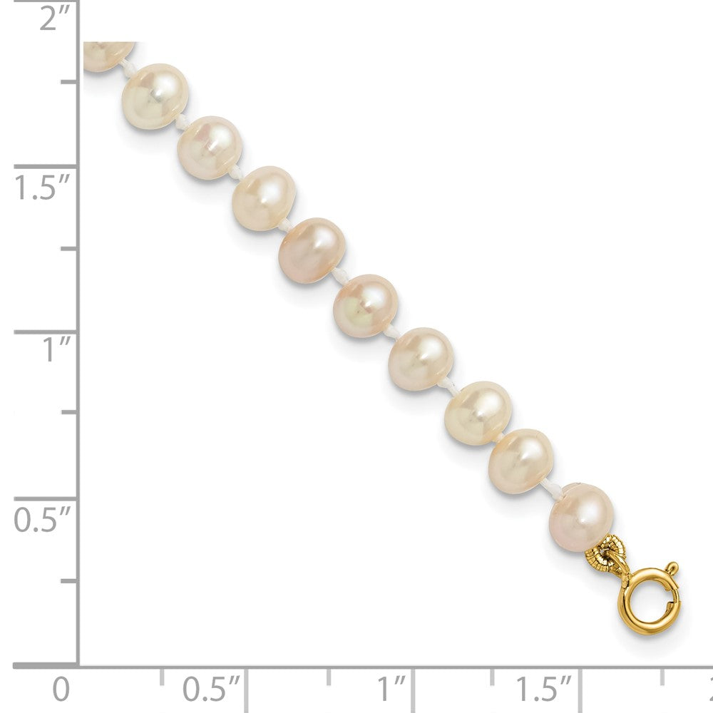 14k 4-5mm White Semi-Round Freshwater Cultured Pearl 4 inch Bracelet