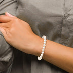 14k 4-5mm White Semi-Round Freshwater Cultured Pearl 5 inch Bracelet