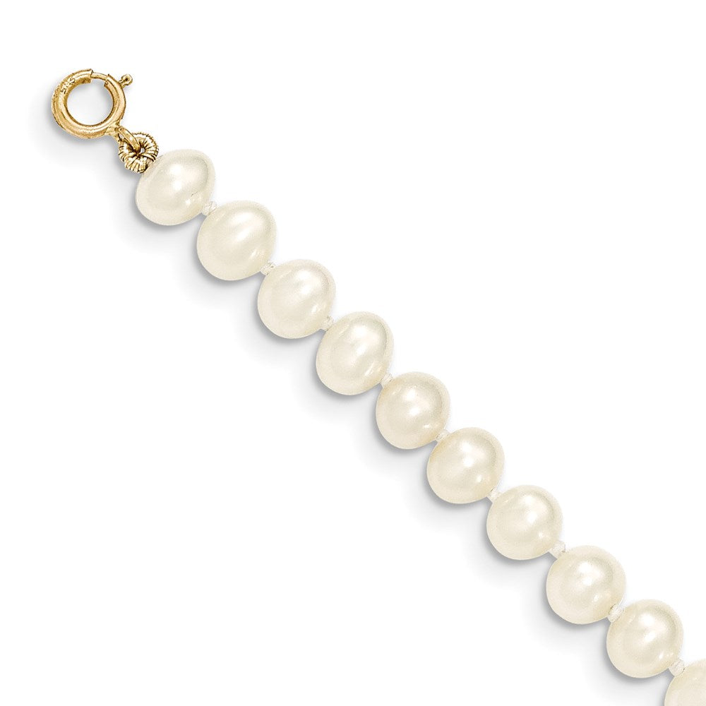 14k 5-6mm White Semi-Round Freshwater Cultured Pearl Necklace