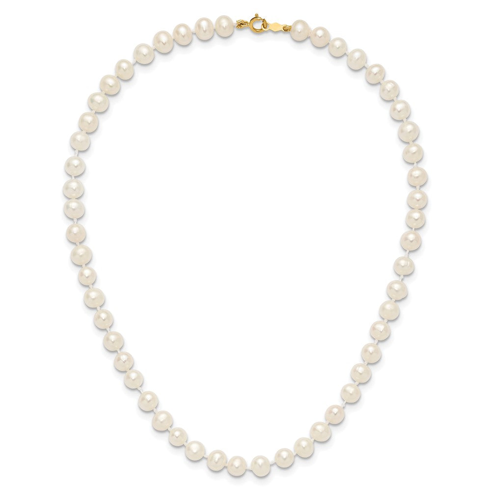 14k 5-6mm White Semi-Round Freshwater Cultured Pearl Necklace