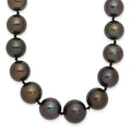 14k White Gold 9-12mm Black Semi-Round Tahitian Saltwater Cultured Pearl Graduated 19 inch Necklace
