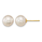14k 10-11mm White Round South Sea Saltwater Cultured Pearl Post Earrings