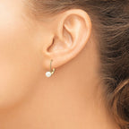 14k 5-6mm White Round Akoya Saltwater Cultured Pearl Leverback Earrings