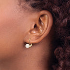 14k 6-7mm White Round Akoya Saltwater Cultured Pearl Leverback Earrings