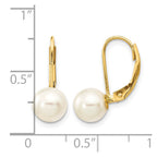 14k 7-8mm White Round Saltwater Akoya Cultured Pearl Leverback Earrings