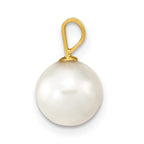14k 8-9mm White Round Akoya Saltwater Cultured Pearl Pendant