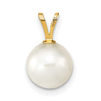 14k 8-9mm White Round Akoya Saltwater Cultured Pearl Pendant