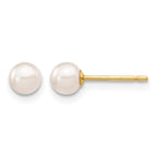 14k 4-5mm White Round Akoya Saltwater Cultured Pearl Stud Post Earrings