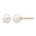14k 5-6mm White Round Akoya Saltwater Cultured Pearl Stud Post Earrings