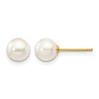 14k 5-6mm White Round Akoya Saltwater Cultured Pearl Stud Post Earrings