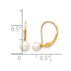 14k 4-5mm White Round Freshwater Cultured Pearl Leverback Earrings