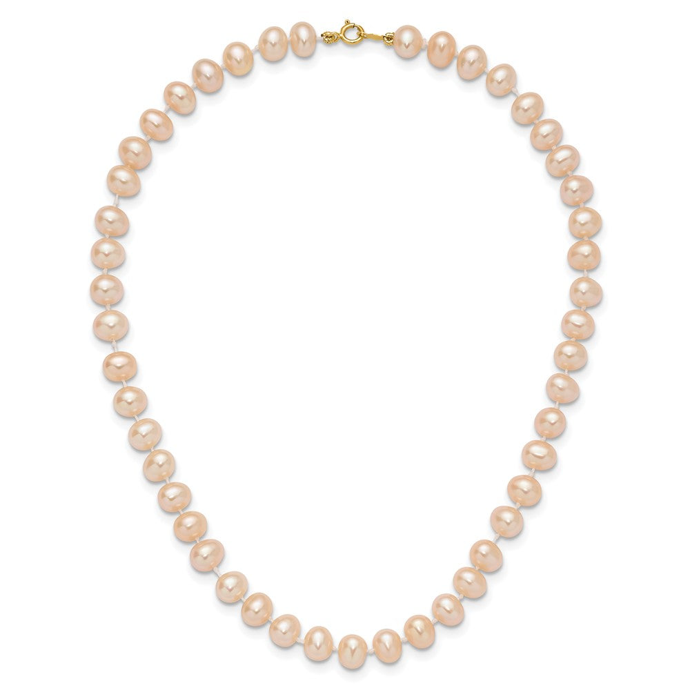 14k 5-6mm Pink Near Round Freshwater Cultured Pearl Bracelet