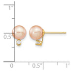 14k 6-7mm Pink Round Freshwater Cultured Pearl and .06 Carat Diamond Post Earrings