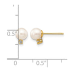 14k 5-6mm White Round Freshwater Cultured Pearl and .02 Carat Diamond Post Earrings