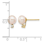 14k 6-7mm White Round Freshwater Cultured Pearl and .06 Carat Diamond Post Earrings