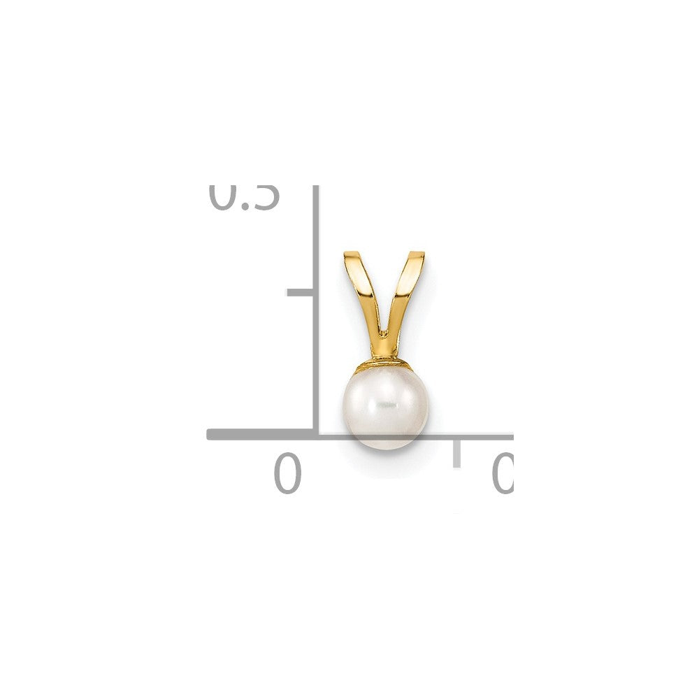 14k 3-4mm White Round Freshwater Cultured Pearl Pendant