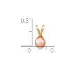 14k 4-5mm Round Pink Freshwater Cultured Pearl Pendant
