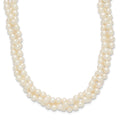 14k 6-7mm White Near-Round Freshwater Cultured Pearl 3-Strand 21 inch Necklace