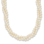 14k 6-7mm White Near-Round Freshwater Cultured Pearl 3-Strand 21 inch Necklace