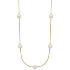14k 7-8mm White Near-Round Freshwater Cultured Pearl 7-Station Necklace