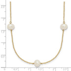 14k 7-8mm White Near-Round Freshwater Cultured Pearl 7-Station Necklace