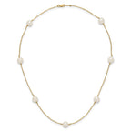 14k 7-8mm White Near-Round Freshwater Cultured Pearl 7-Station Necklace