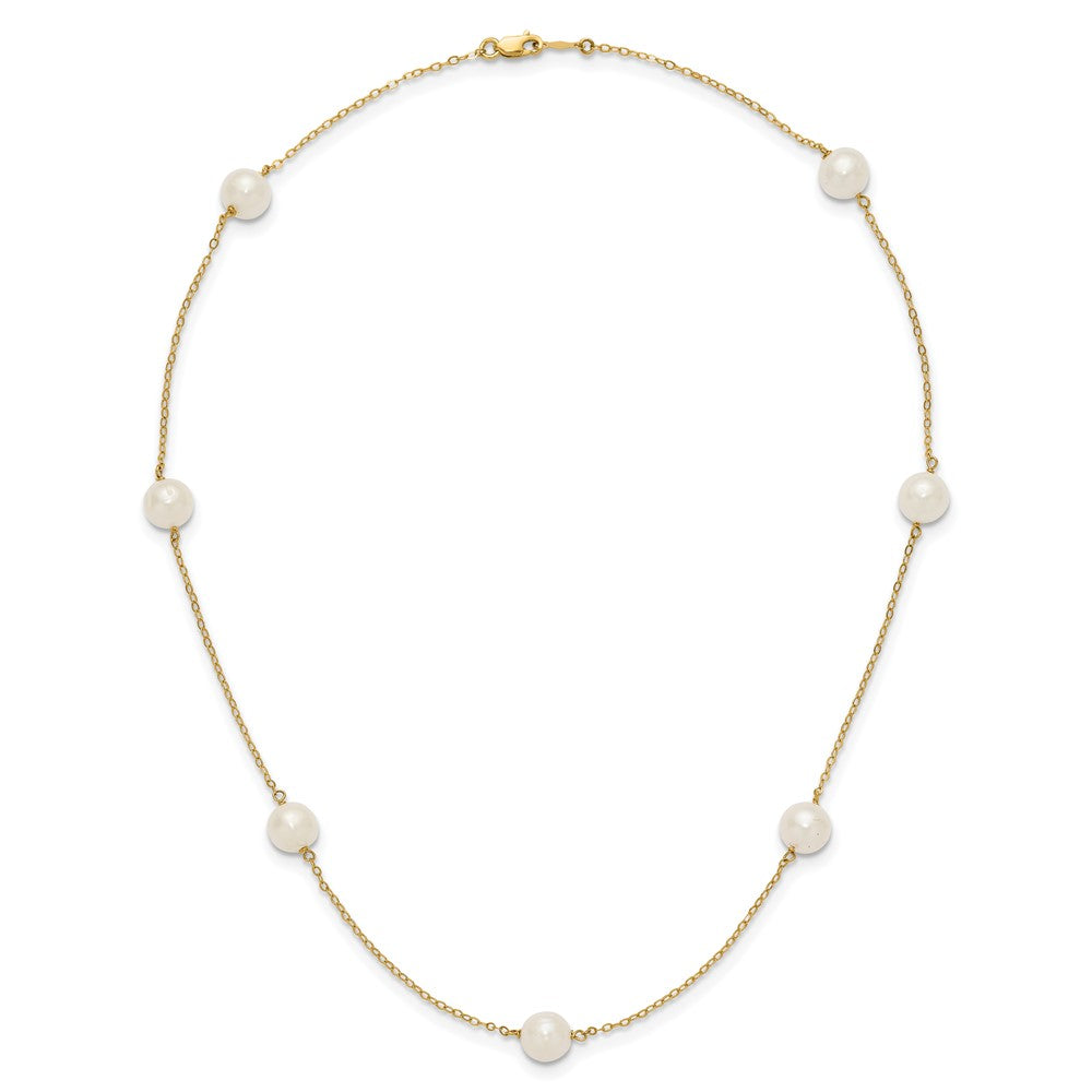 14k 7-8mm White Near-Round Freshwater Cultured Pearl 7-Station Necklace