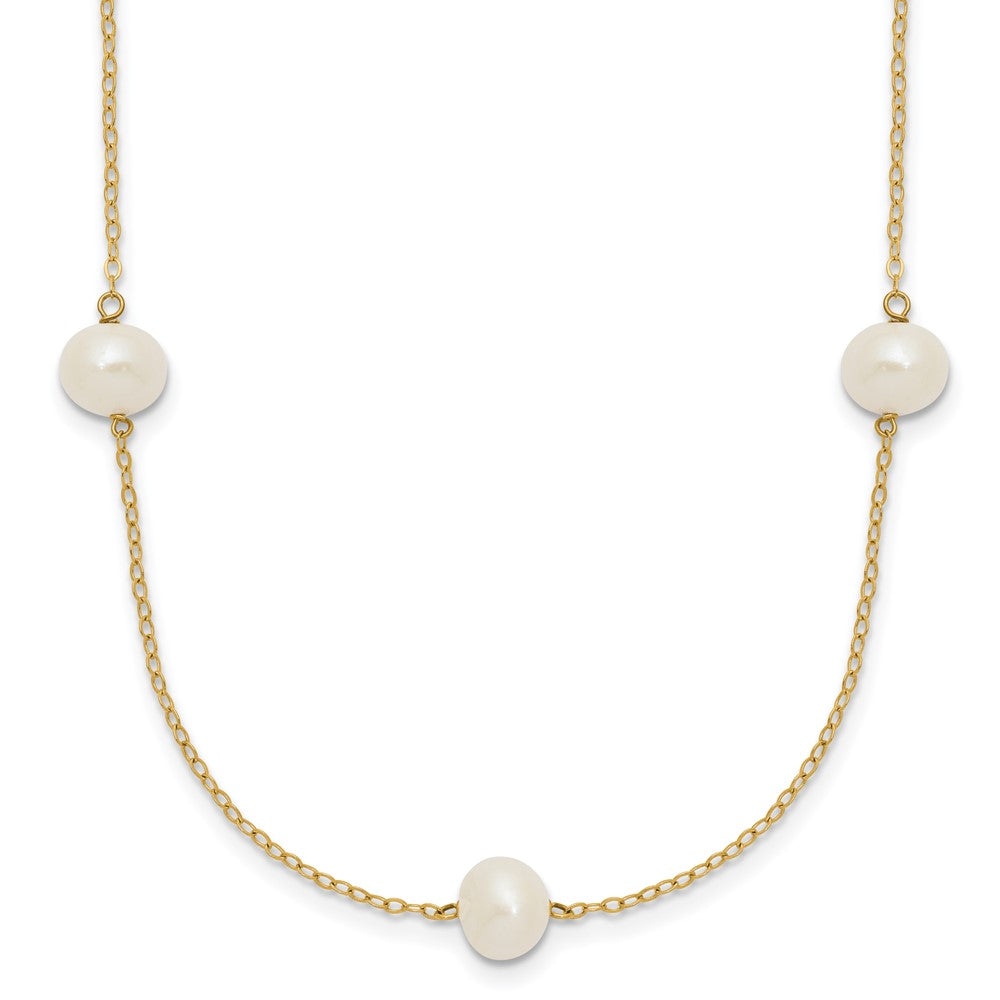 14k 7-8mm White Near-Round Freshwater Cultured Pearl 7-Station Necklace