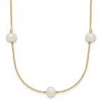 14k 7-8mm White Near-Round Freshwater Cultured Pearl 7-Station Necklace