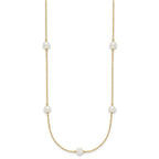 14k 5-6mm White Near-Round Freshwater Cultured Pearl 7-Station Necklace