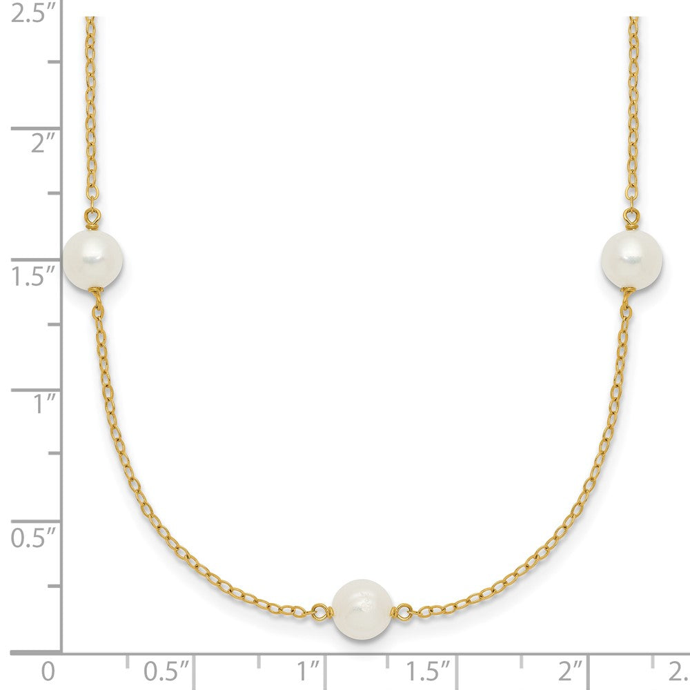 14k 5-6mm White Near-Round Freshwater Cultured Pearl 7-Station Necklace