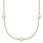14k 5-6mm White Near-Round Freshwater Cultured Pearl 7-Station Necklace