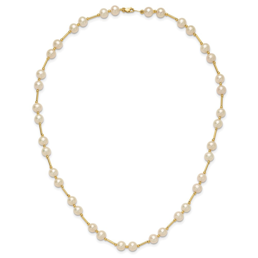 14k 6-7mm White Near-Round Freshwater Cultured Pearl Beaded 18 inch Necklace