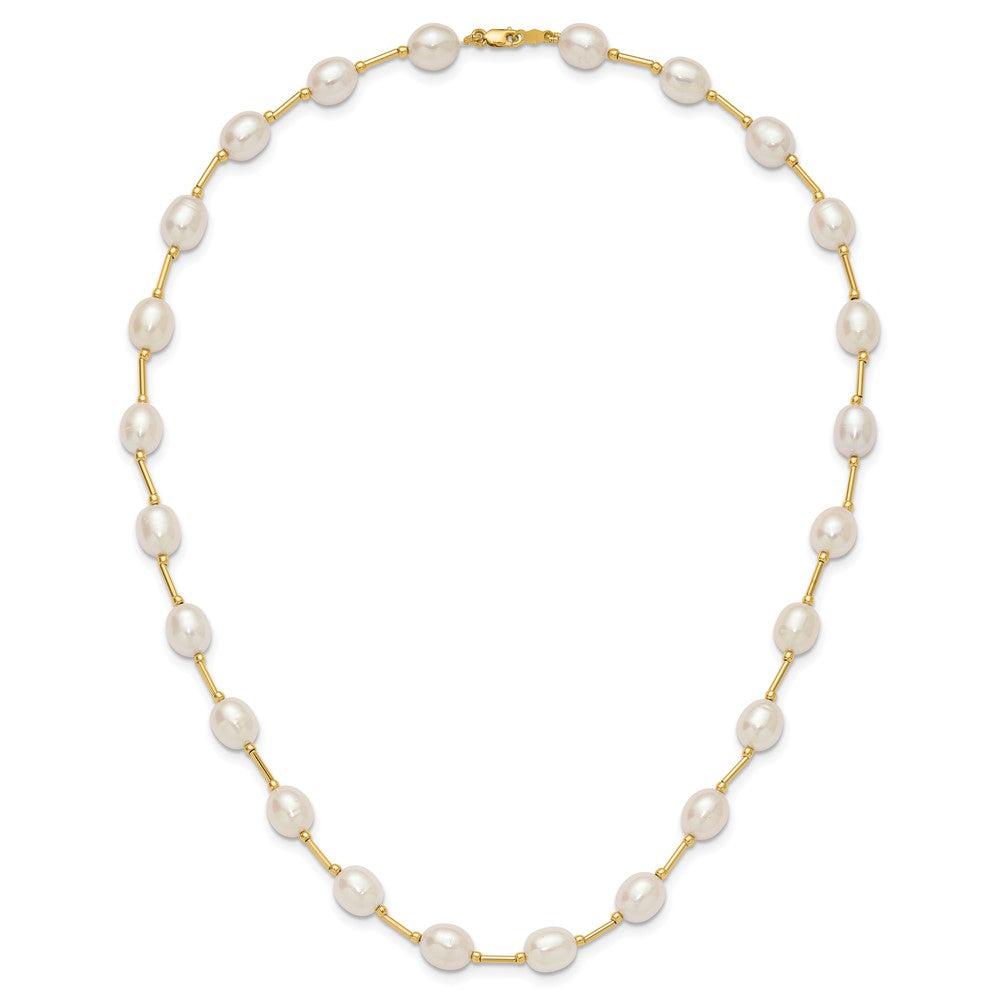 14k 7-8mm White Rice Freshwater Cultured Pearl Beaded 18 inch Necklace