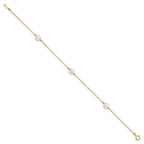 14k 5-6mm White Near-Round Freshwater Cultured Pearl 3-Station 7.25 inch Bracelet