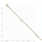 14k 5-6mm White Near-Round Freshwater Cultured Pearl 3-Station 7.25 inch Bracelet