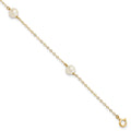 14k 5-6mm White Near-Round Freshwater Cultured Pearl 3-Station 7.25 inch Bracelet