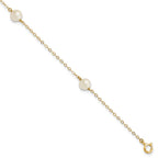 14k 5-6mm White Near-Round Freshwater Cultured Pearl 3-Station 7.25 inch Bracelet