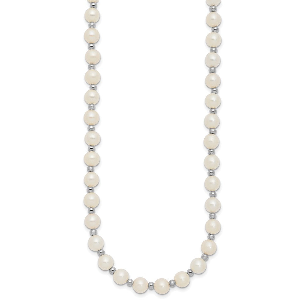 14k White Gold 6-7mm White Near-Round Freshwater Cultured Pearl Beaded 18 inch Necklace
