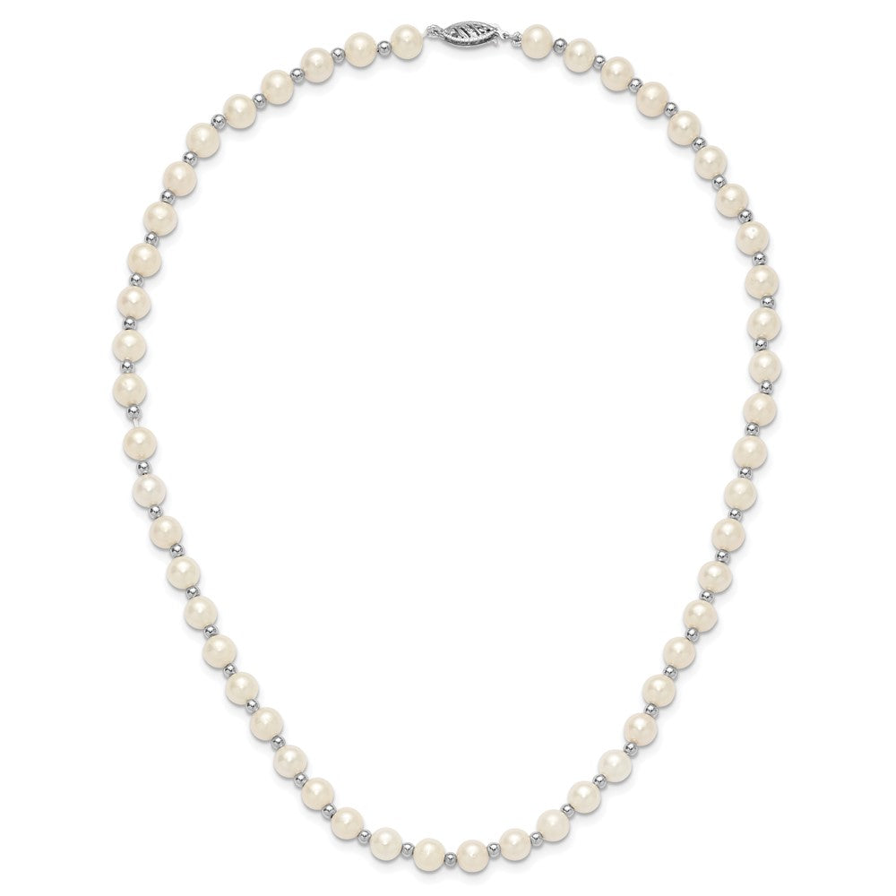 14k White Gold 6-7mm White Near-Round Freshwater Cultured Pearl Beaded 18 inch Necklace