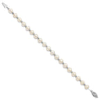14k White Gold 6-7mm White Near-Round Freshwater Cultured Pearl Beaded 7 inch Bracelet