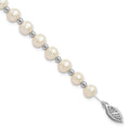 14k White Gold 6-7mm White Near-Round Freshwater Cultured Pearl Beaded 7 inch Bracelet