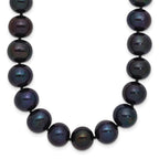 14k White Gold 10-11mm Black Near-Round Freshwater Cultured Pearl 18 inch Necklace