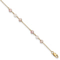 14k FW Cultured Pearl & Rose Quartz w/Cable Chain 1 IN EXT