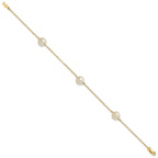 14k 7-8mm White Near-Round Freshwater Cultured Pearl 3-Station 7.25 inch Bracelet