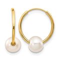 14k 5-6mm White Semi-round Freshwater Cultured Pearl Endless Hoop Earrings