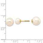 14k 6-7mm and 9-10mm White Round Freshwater Cultured Pearl Screwback Post Earrings