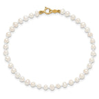 14k Madi K 3-4mm White Egg Shape Freshwater Cultured Pearl 6 inch Bracelet
