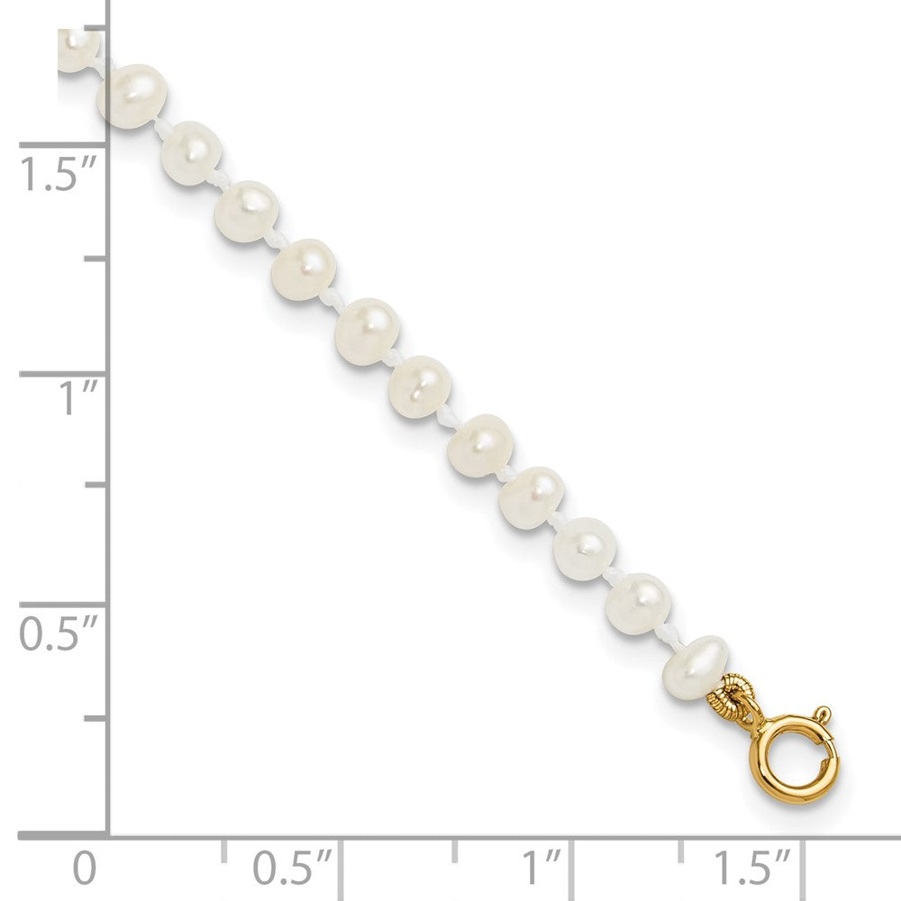 14k Madi K 3-4mm White Egg Shape Freshwater Cultured Pearl 6 inch Bracelet